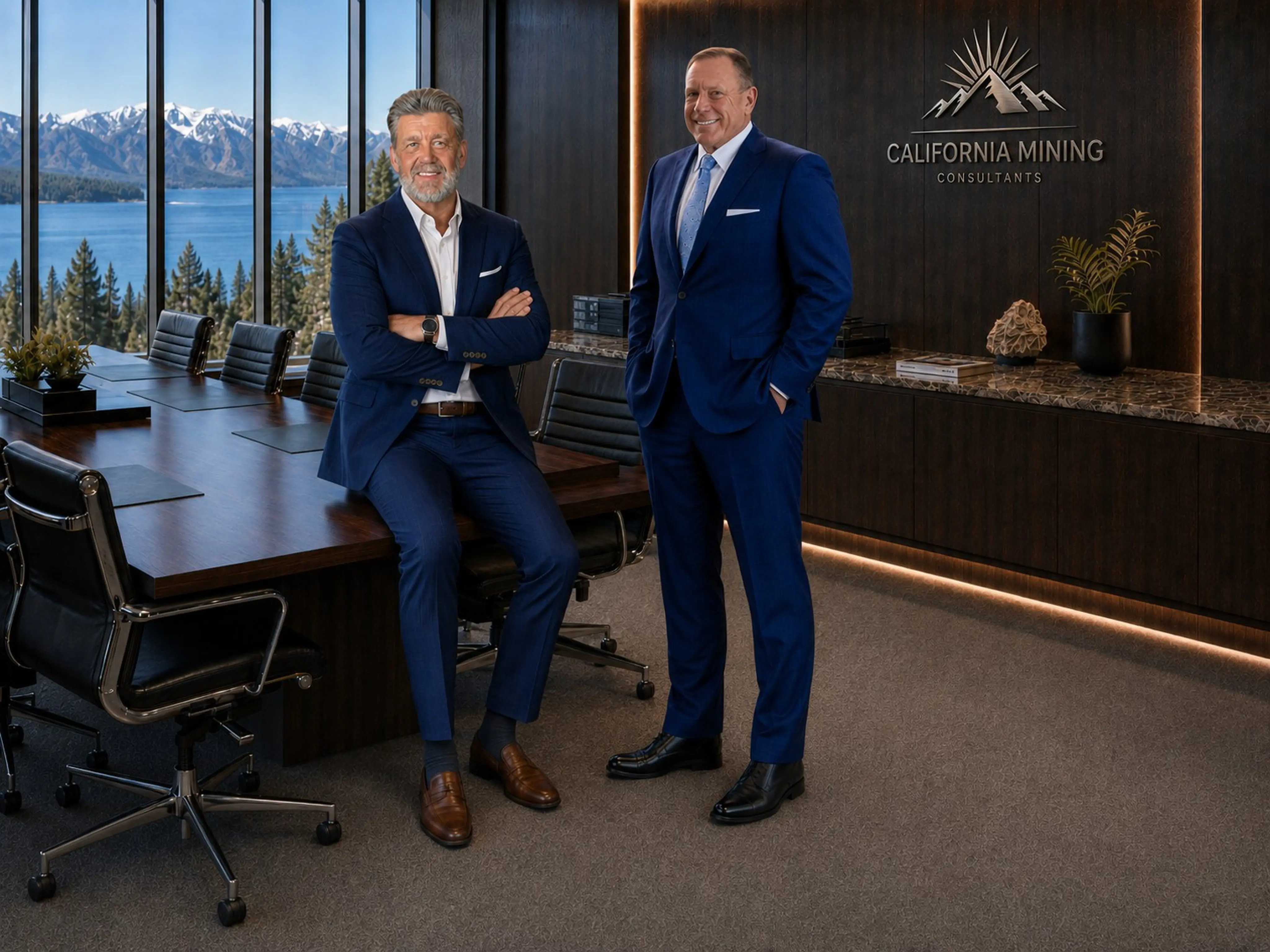 Patrick Fagen and David Pennington in the California Mining Consultants boardroom